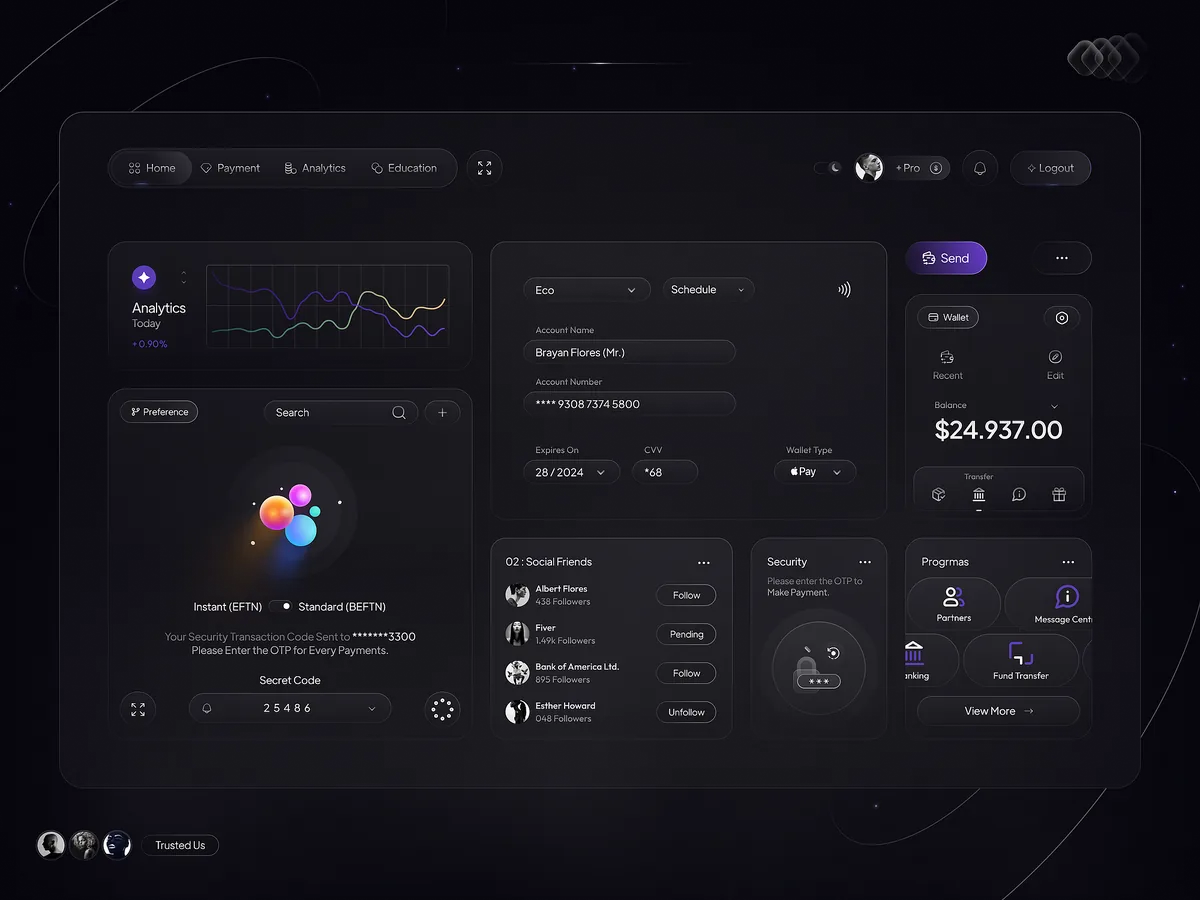 Web app dashboard UI